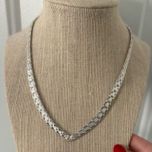 Sterling Silver 925 Flat Link Ball Bead Trim Vintage Regal Necklace